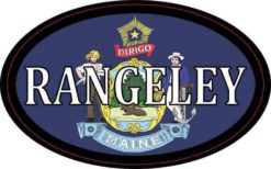 Oval Maine Flag Rangeley Sticker