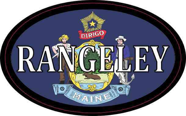 Oval Maine Flag Rangeley Sticker
