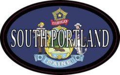 Oval Maine Flag South Portland Sticker