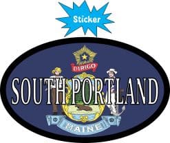 Alternative view of 4in x 2.5in Oval Maine Flag South Portland Sticker