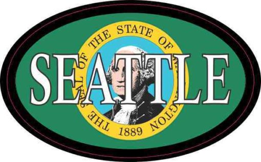 Oval Washington Flag Seattle Sticker
