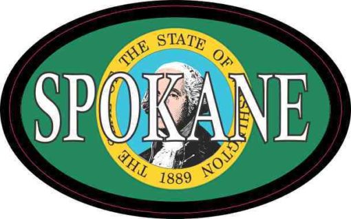 Oval Washington Flag Spokane Sticker