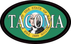 Oval Washington Flag Tacoma Sticker