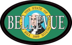 Oval Washington Flag Bellevue Sticker
