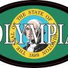 Oval Washington Flag Olympia Sticker