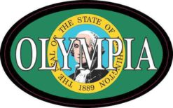 Oval Washington Flag Olympia Sticker