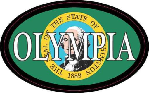 Oval Washington Flag Olympia Sticker