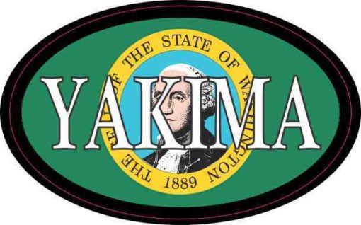 Oval Washington Flag Yakima Sticker