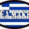 Oval Greek Flag Nea Makri Sticker