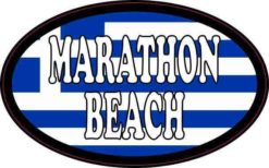 Oval Greek Flag Marathon Beach Sticker