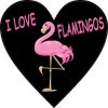 I Love Flamingos Heart Sticker