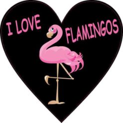 I Love Flamingos Heart Sticker