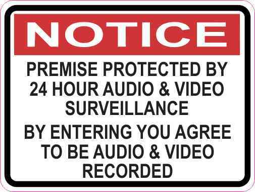 Notice Premise Protected by 24 Hour Surveillance Magnet