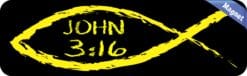 10in x 3in Christian Fish John 3:16 Magnet