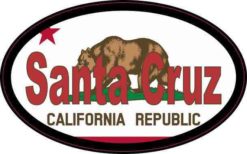 Oval Californian Flag Santa Cruz Sticker