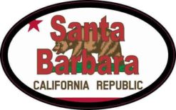 Oval Californian Flag Santa Barbara Sticker
