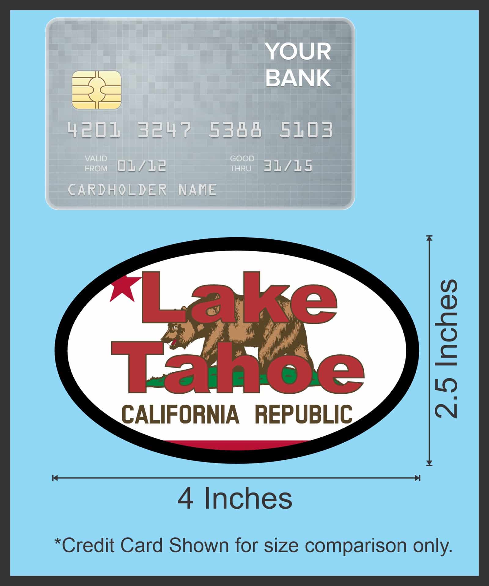 4in x 2.5in Oval Californian Flag Lake Tahoe Sticker - Image 9