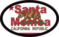 Oval Californian Flag Santa Monica Sticker