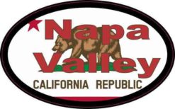 Red Oval Californian Flag Napa Valley Sticker