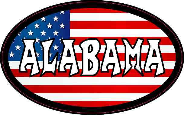 Oval American Flag Alabama Sticker