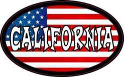 Oval American Flag California Sticker