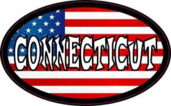 Oval American Flag Connecticut Sticker
