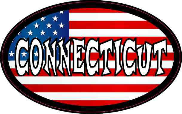 Oval American Flag Connecticut Sticker