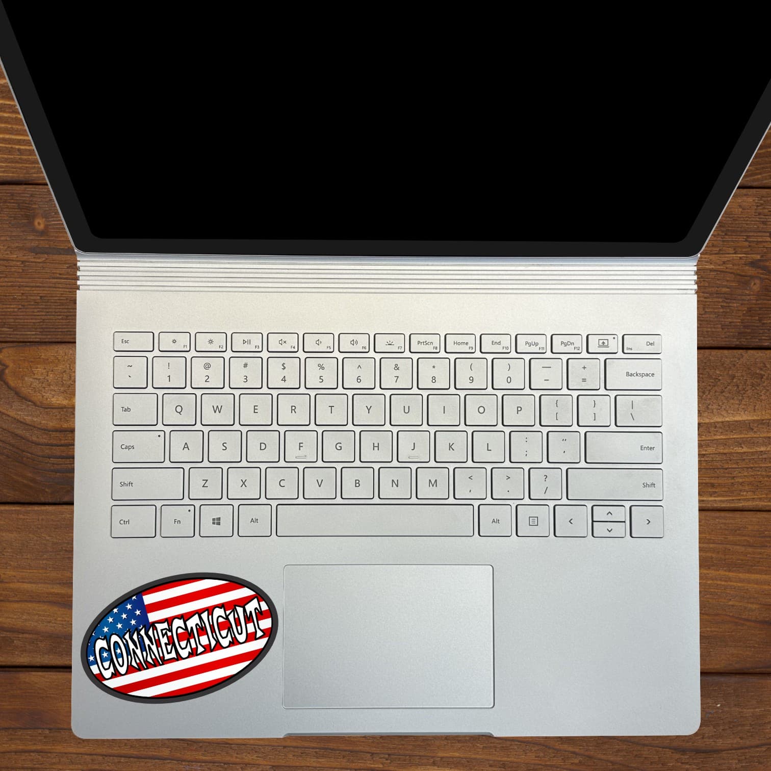 4in x 2.5in Oval American Flag Connecticut Sticker - Image 4