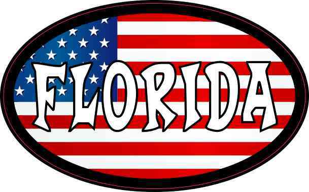 Oval American Flag Florida Sticker