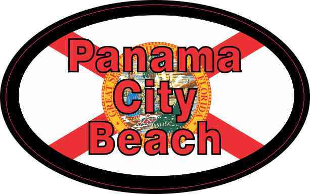 Flag Oval Panama City Beach Sticker
