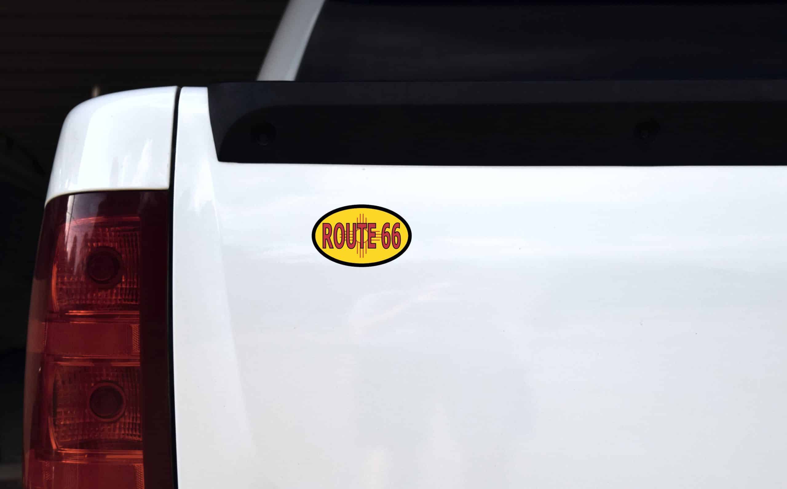 4in x 2.5in Oval New Mexico Flag Route 66 Sticker - Image 6