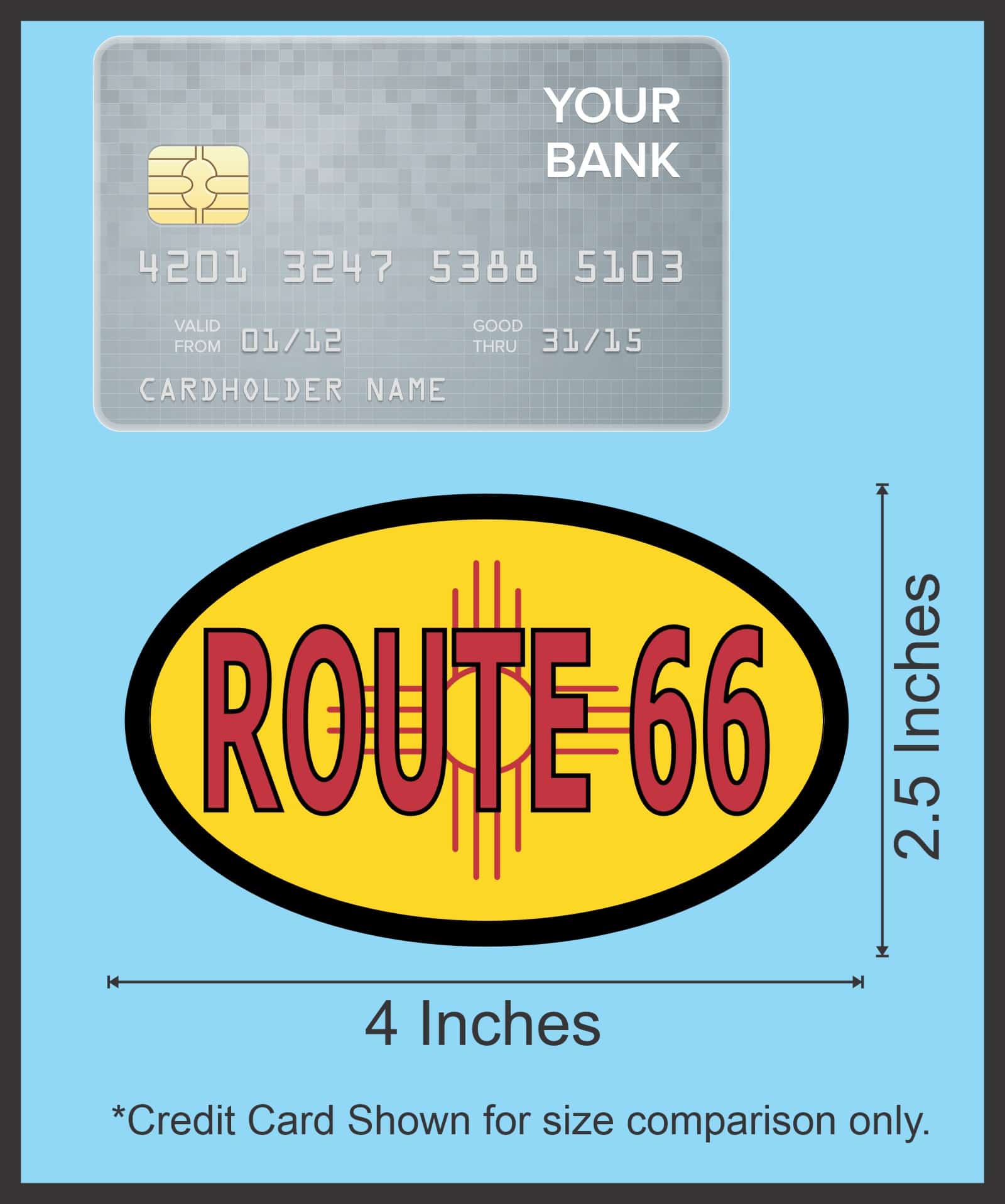 4in x 2.5in Oval New Mexico Flag Route 66 Sticker - Image 8