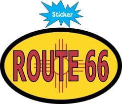 Alternative view of 4in x 2.5in Oval New Mexico Flag Route 66 Sticker