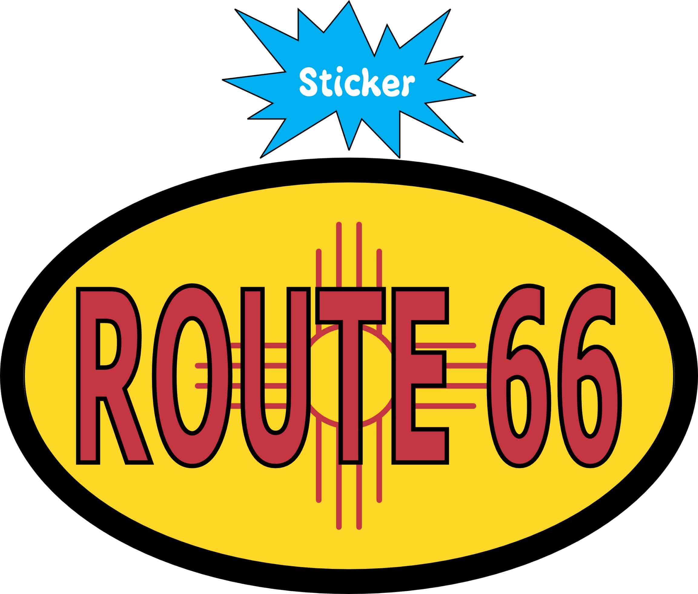 4in x 2.5in Oval New Mexico Flag Route 66 Sticker - Image 2