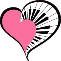 Pink Piano Heart Sticker