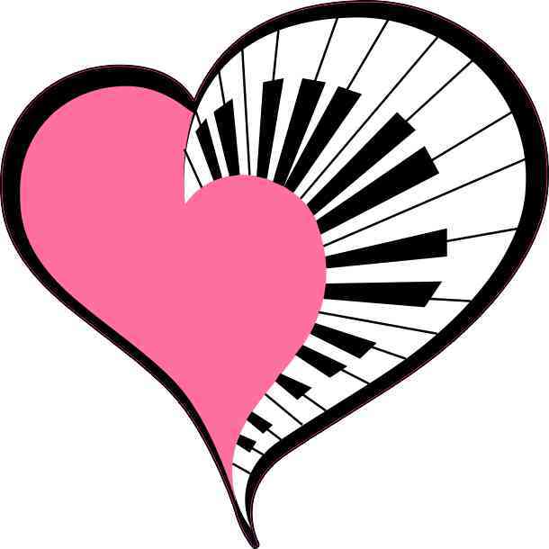 4in x 4in Pink Piano Heart Sticker