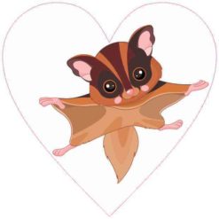 White Sugar Glider Heart Sticker