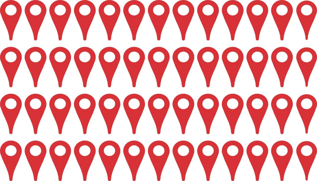 .25in x .5in Red Map Pointer Stickers