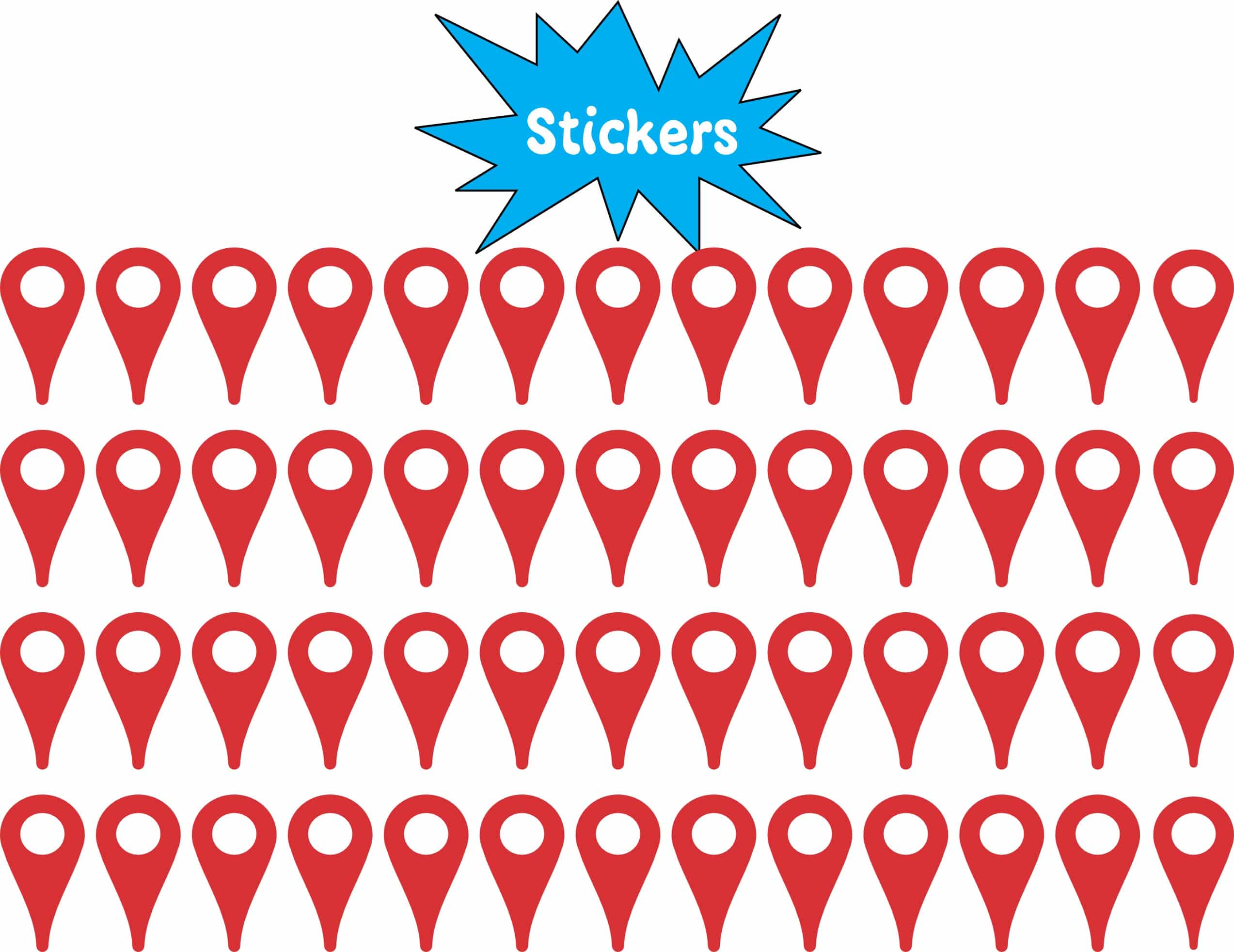 .25in x .5in Red Map Pointer Stickers - Image 2