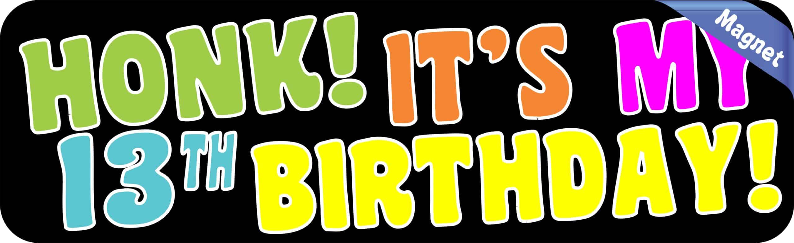 10in x 3in Honk! It's My 13th Birthday Magnet