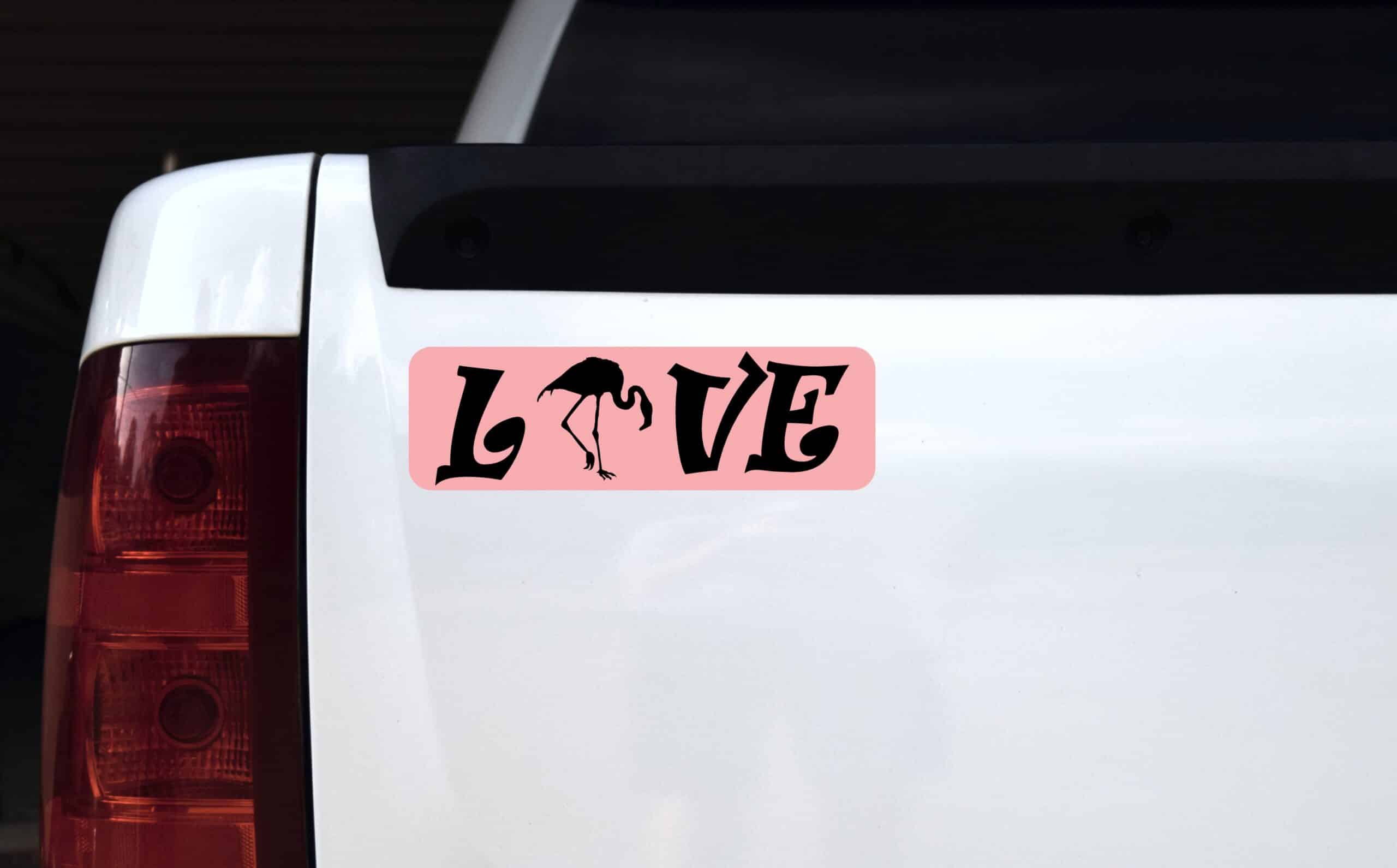 10in x 3in Love Flamingo Bumper Sticker