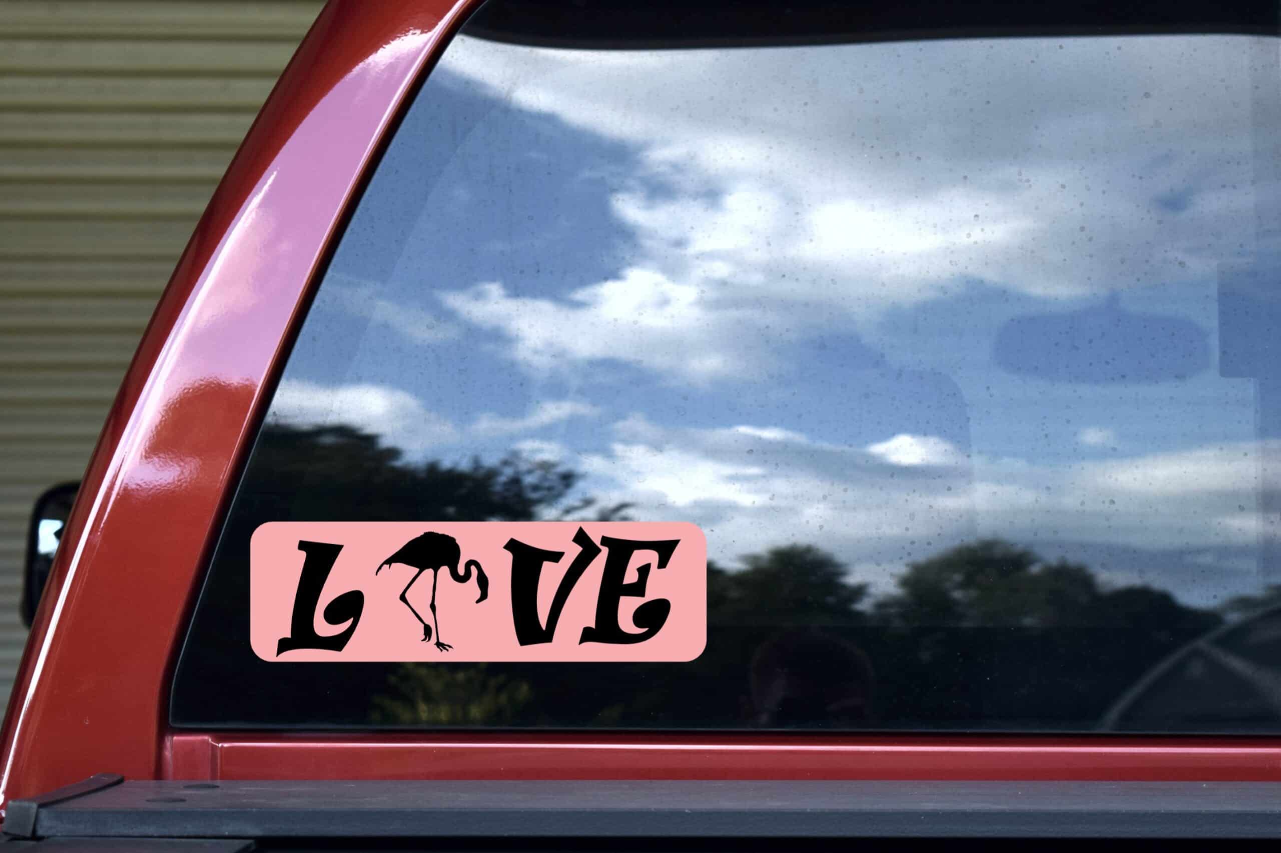 10in x 3in Love Flamingo Bumper Sticker