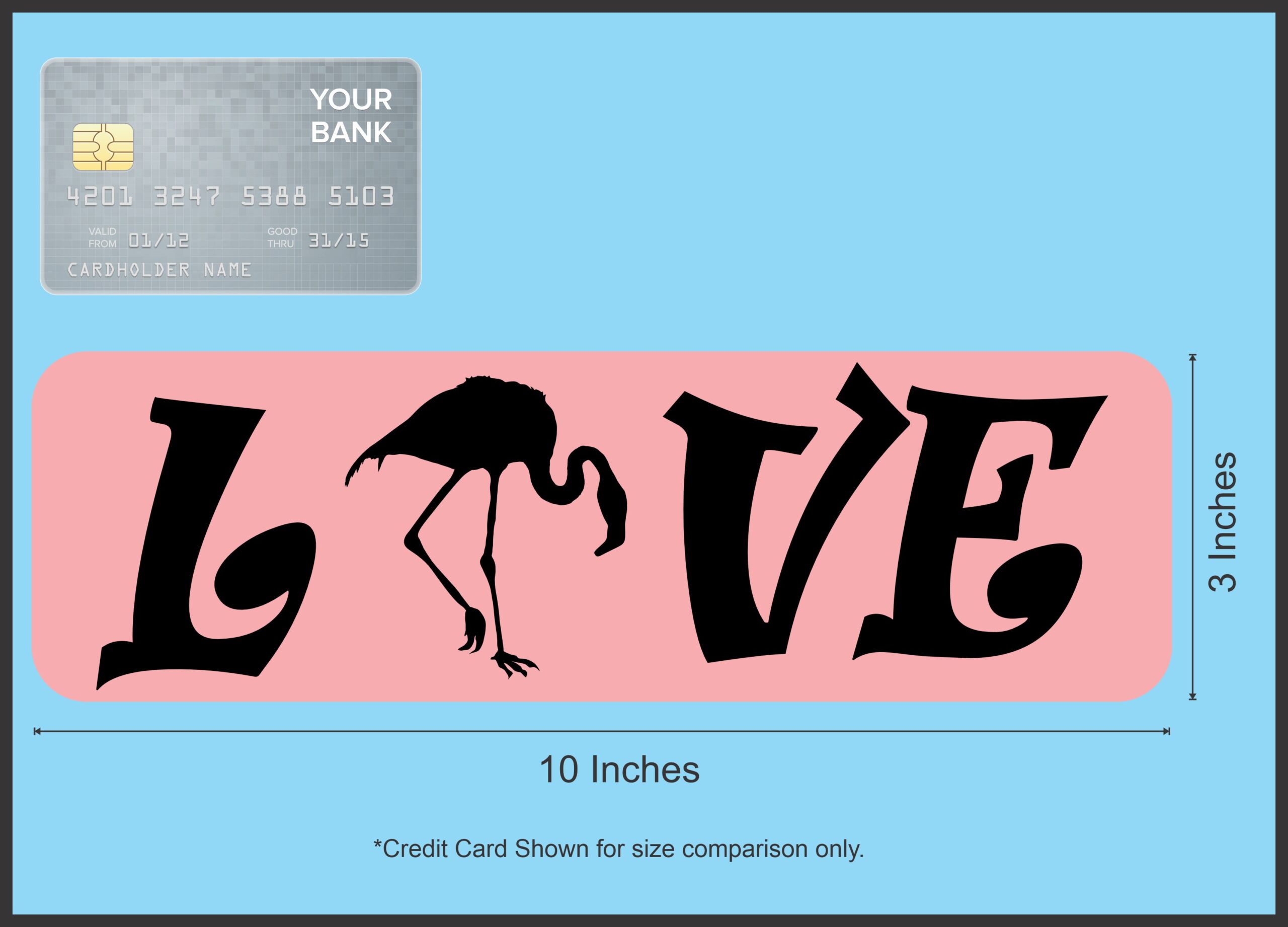 10in x 3in Love Flamingo Bumper Sticker