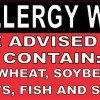 Food Allergy Warning Sticker