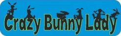 Blue Crazy Bunny Lady Bumper Sticker
