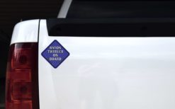 Alternative view of 5in x 5in Blue Baton Twirler on Board Sticker