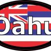 Oval Hawaii Flag Oahu Sticker