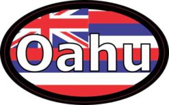 Oval Hawaii Flag Oahu Sticker