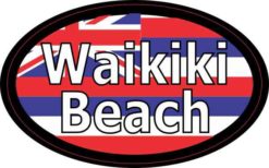 Oval Hawaii Flag Waikiki Beach Sticker