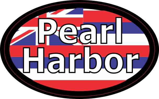 Oval Hawaii Flag Pearl Harbor Sticker